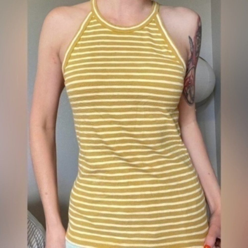 Madewell Golden Yellow and White Brightside 90’s Striped Tank - Size XS